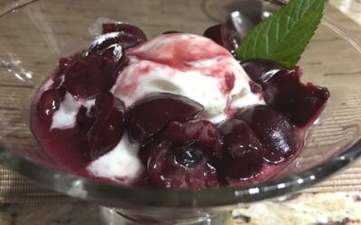 Cherries Jubilee with Optional Fudge Topping